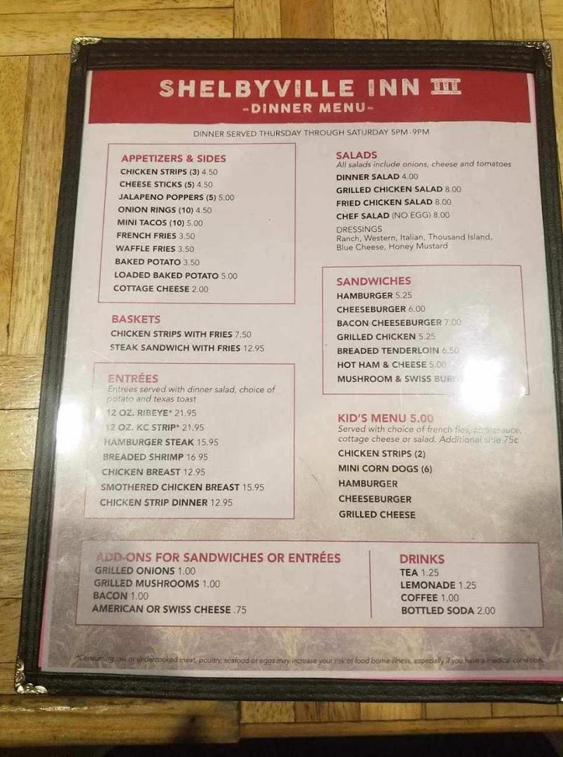 Shelbyville INN Menu